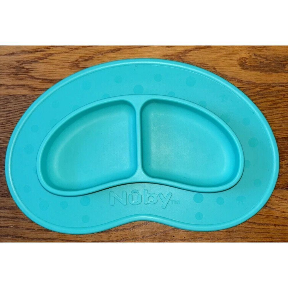 Nuby Nûby Sure Grip Miracle Mat Silicone Plate Dish Baby‎ Toddler Teal EUC